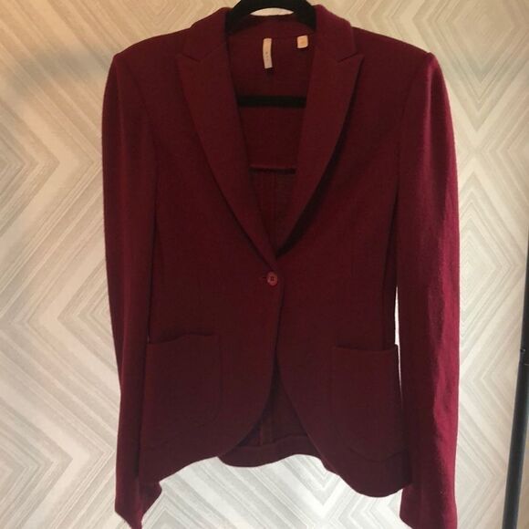Iisli Maroon Wool One Button Blazer - Size 4 - Picture 1 of 8